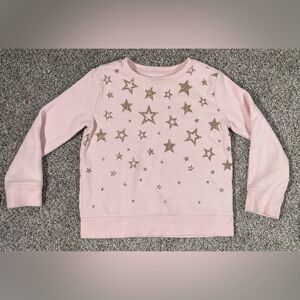 Girl's sweatshirt size 6- soft pink with gold glittery stars..